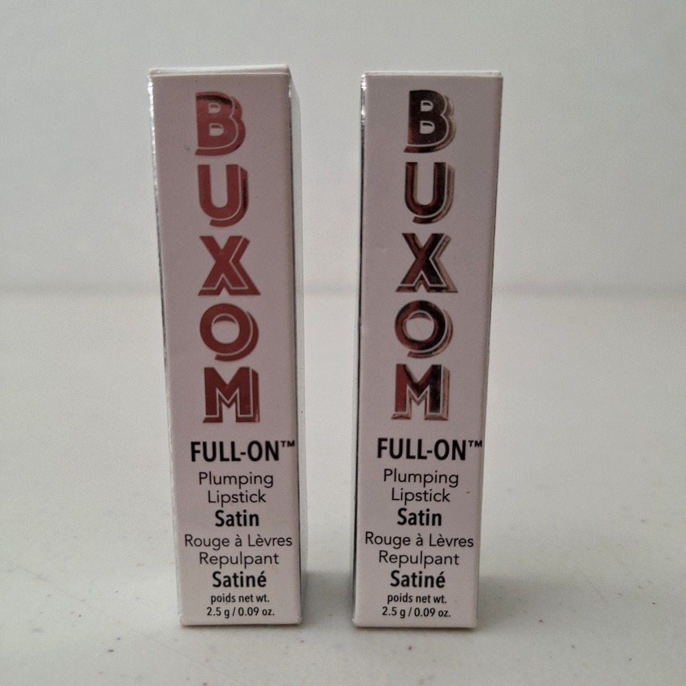 2 x Buxom CHOCO LATTE Full On Plumping Lipstick Satin .09 oz ea Full Size NIB!